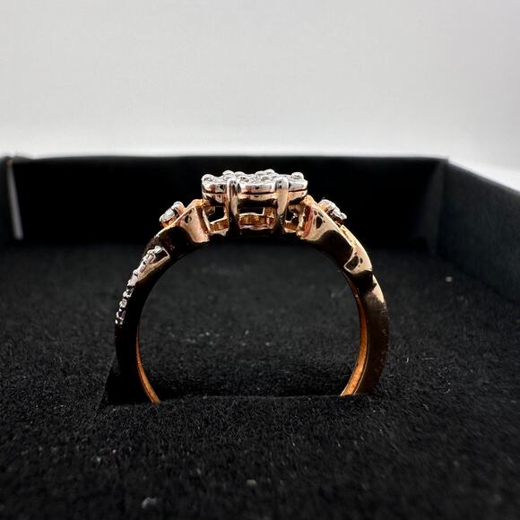 Two Tone Diamond Cluster Ring with Hearts on sides - size 7 - Picture 16 of 16